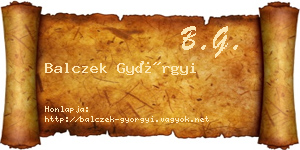 Balczek Györgyi névjegykártya